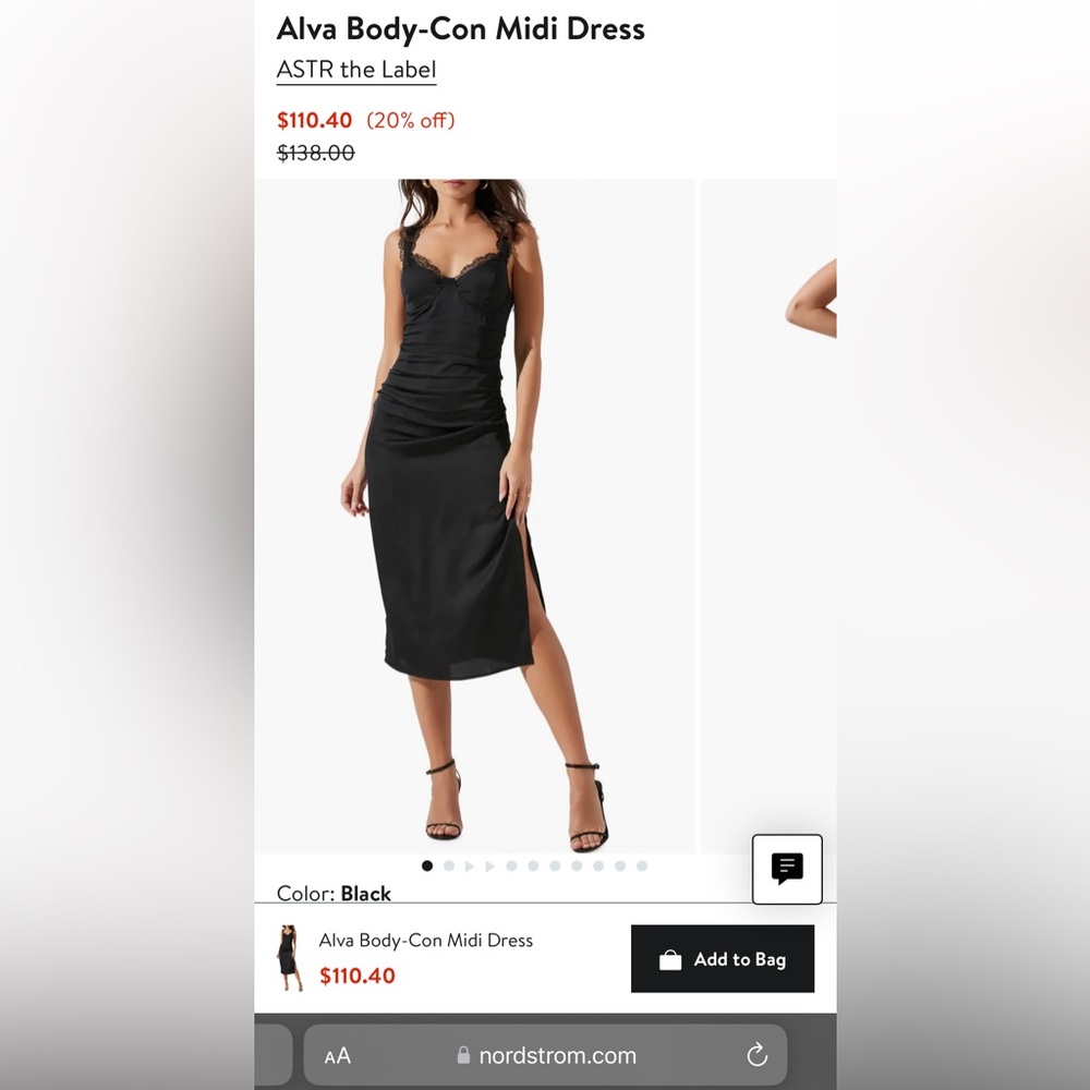 ASTR the Label Alva Body-Con Midi Dress, L
